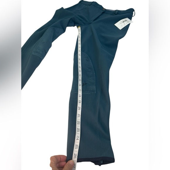 Tuff Rider Front Zip Knee Patches Low Rise Ribbed Breeches Blue Pants SZ 32 NEW - Picture 11 of 14